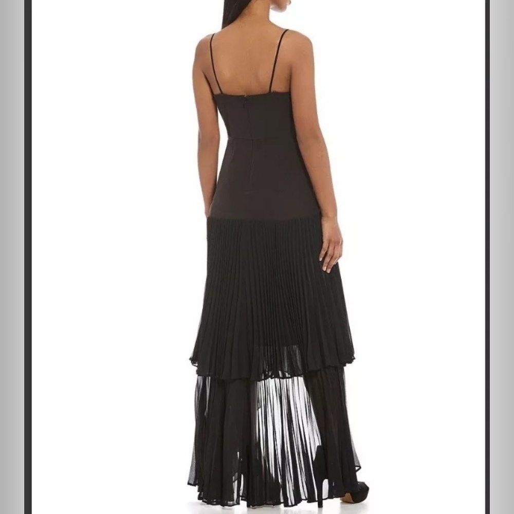 Laundry by Shelli Segal Strapless Tiered Pleated Asymmetrical Black Dress Size 8 - Picture 5 of 13